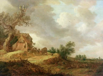 Landschaft mit Figuren vor einem Gasthaus, 1643